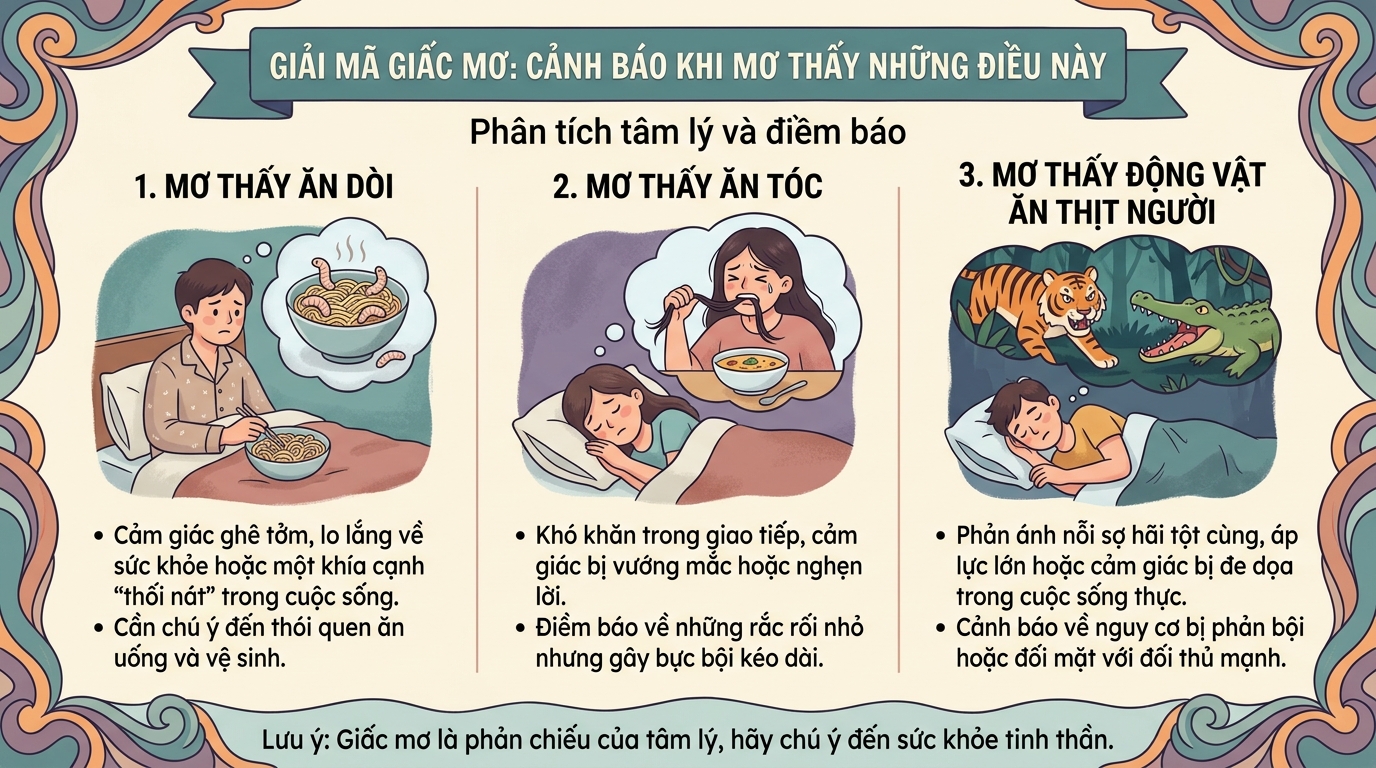 Cảnh báo khi mơ thấy ăn dòi, ăn tóc, thú ăn thịt người