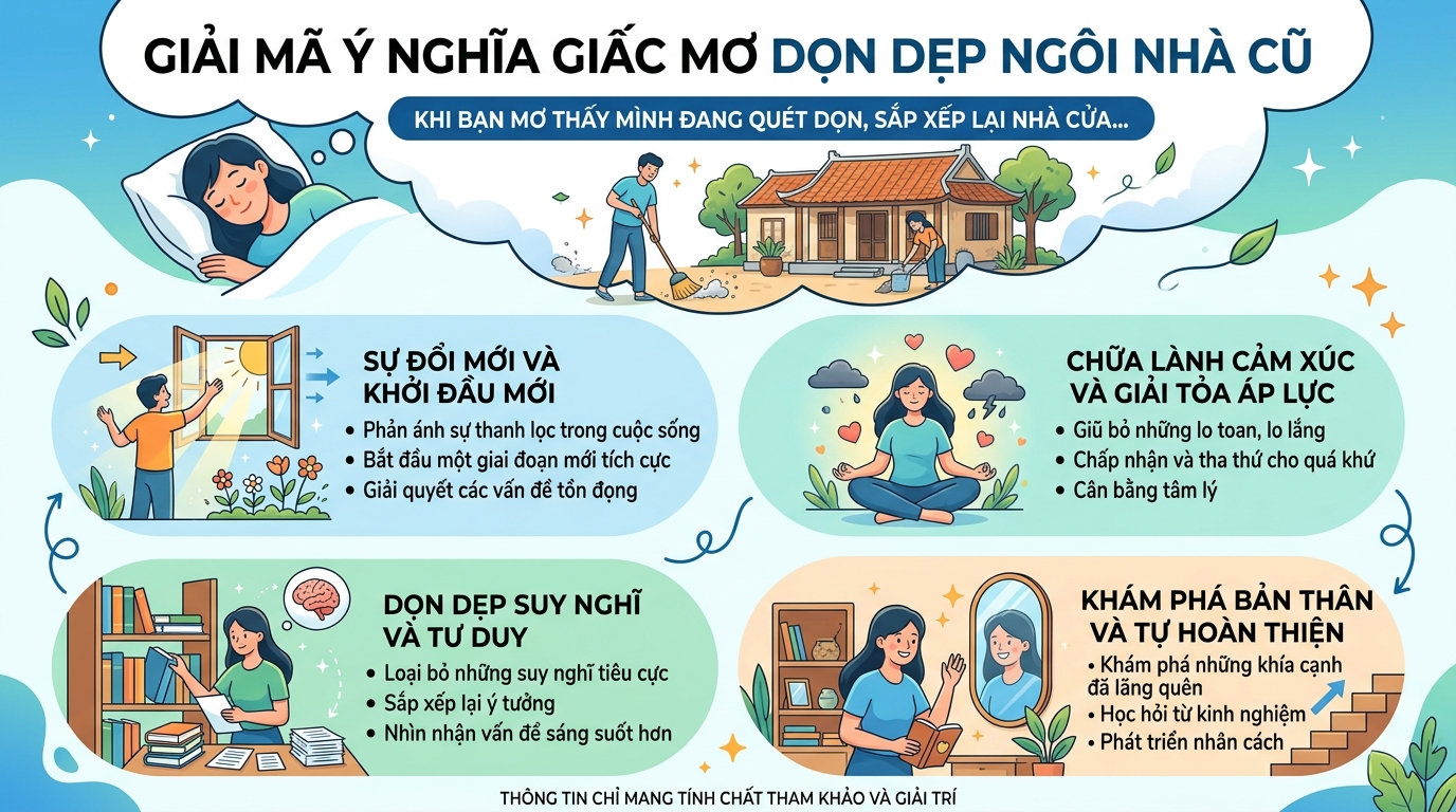Giải mã điềm báo nằm mơ thấy dọn dẹp nhà cũ, lau dọn nhà