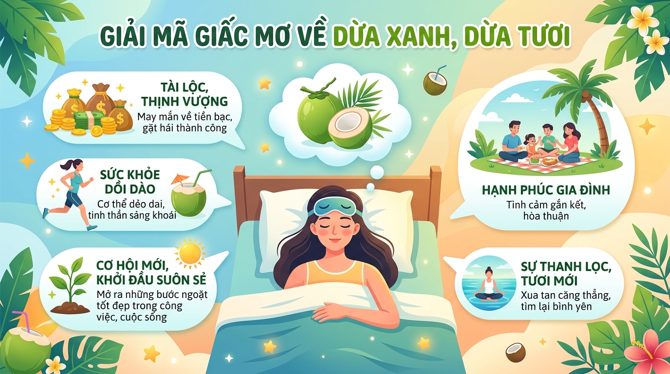 Giải mã nằm mơ thấy quả dừa xanh, trái dừa tươi