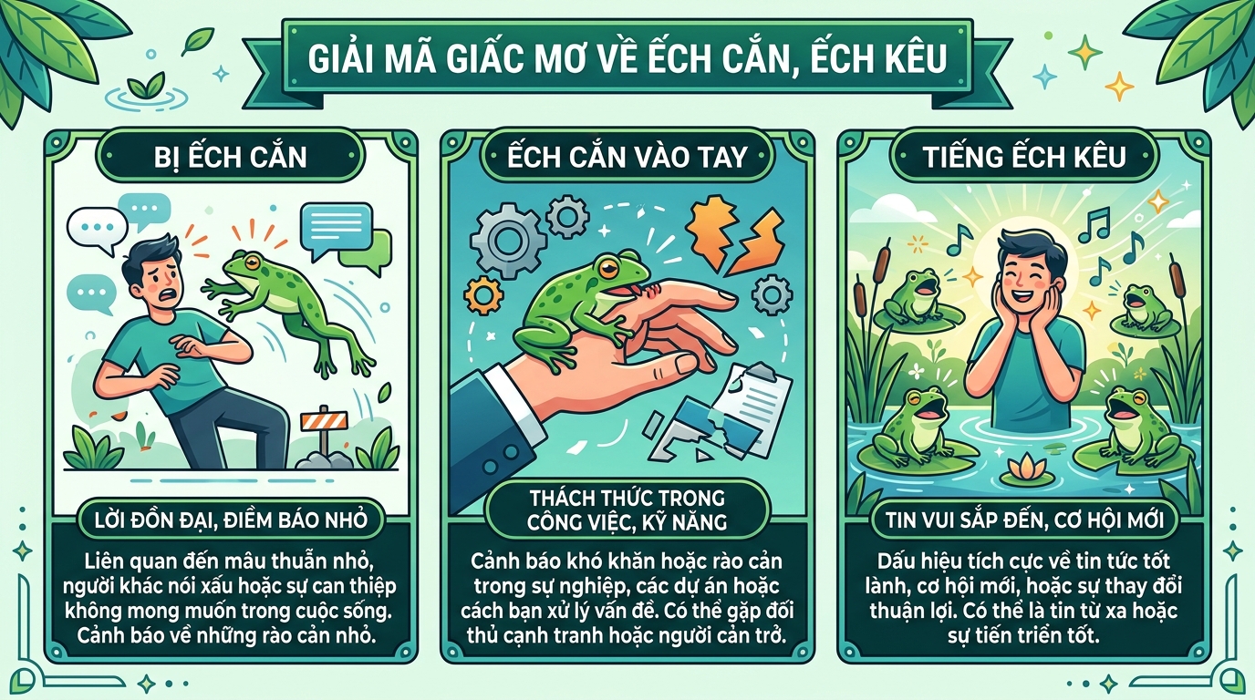 Giải mã nằm mơ thấy bị ếch cắn, ếch cắn tay, ếch kêu
