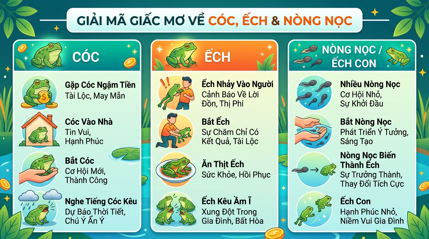 Ý nghĩa giấc mơ thấy cóc và ếch, ếch ương