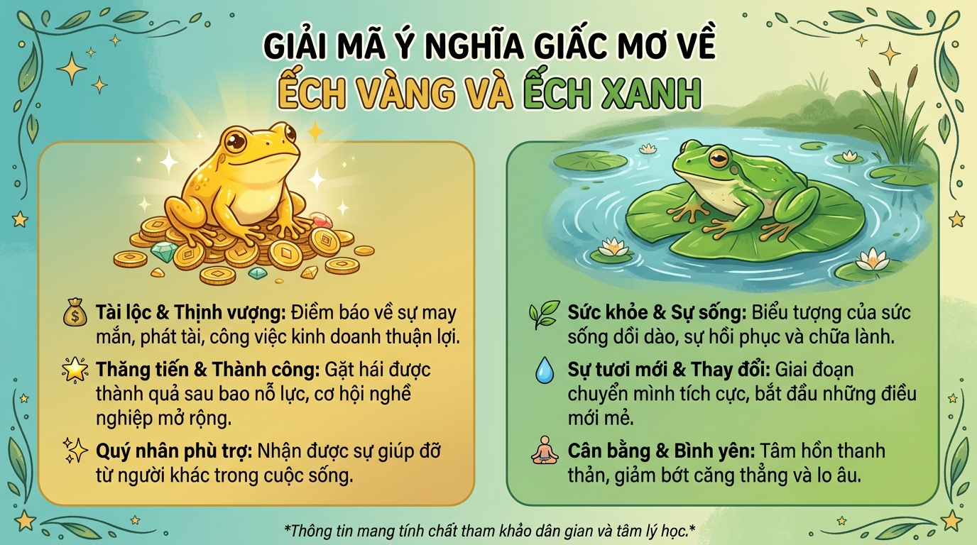 Giải mã điềm báo mơ thấy ếch vàng, ếch xanh