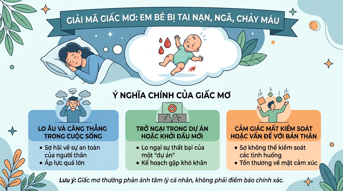 Giải mã điềm báo nằm mơ thấy em bé bị tai nạn, ngã chảy máu