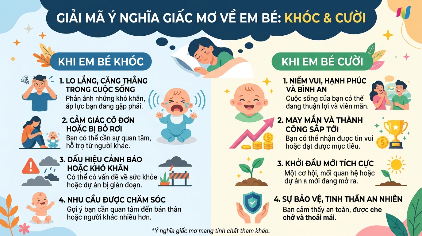 Giải mã điềm báo nằm mơ thấy em bé khóc, em bé cười với mình