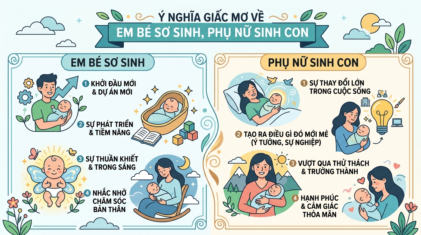 Ý nghĩa giấc mơ thấy em bé sơ sinh, phụ nữ sinh đẻ