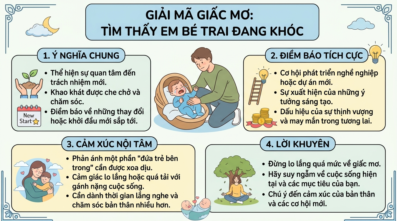Ý nghĩa giấc mơ người thấy nhặt được bé trai, em bé trai khóc