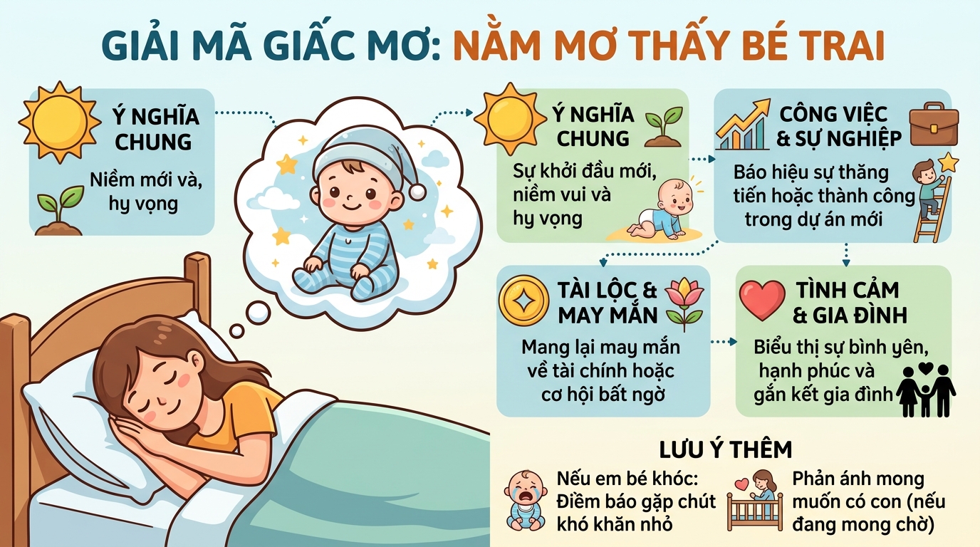 Giải mã điềm báo nằm mơ thấy em bé trai, bé trai kháu khỉnh