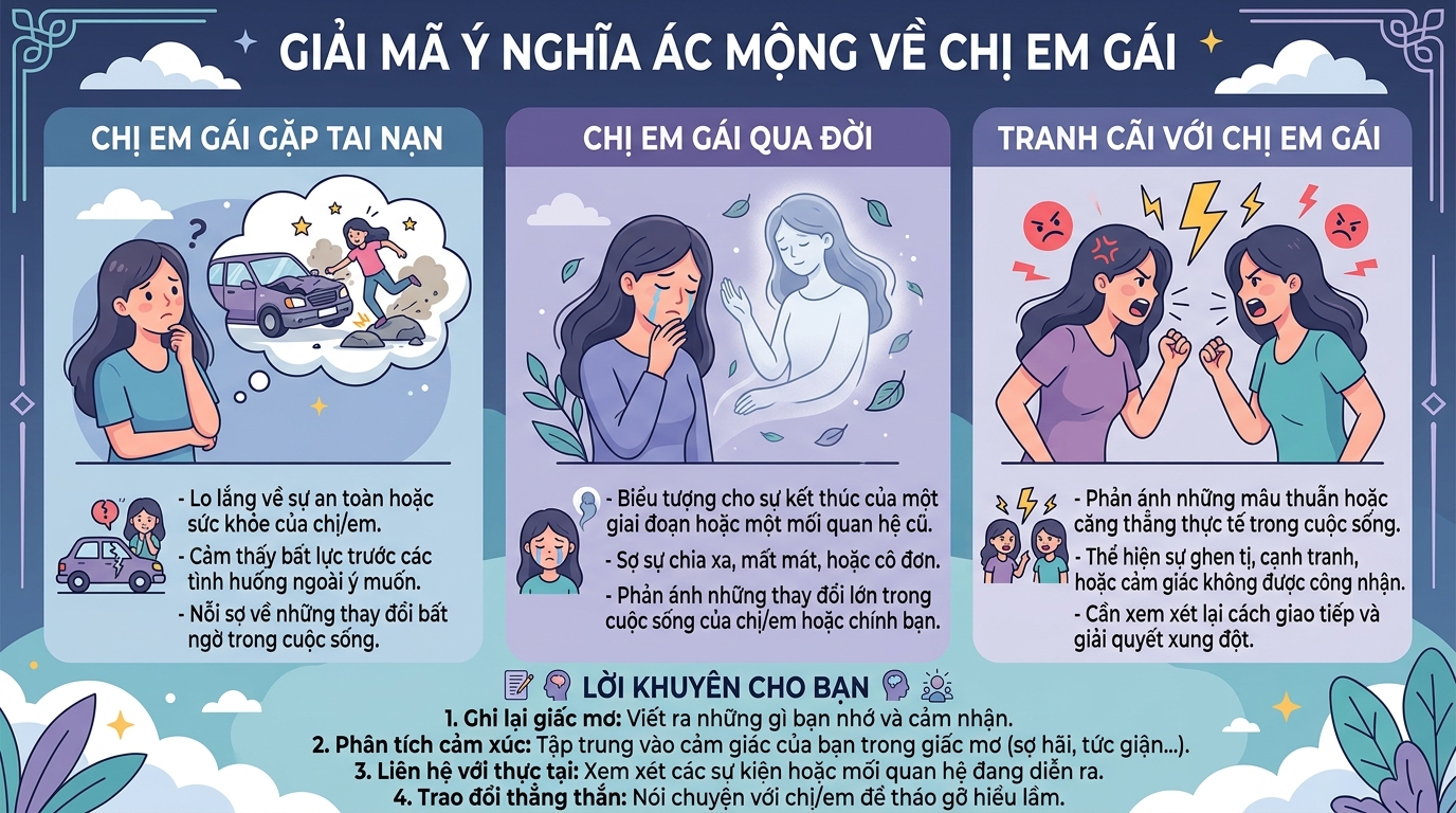 Giải mã ác mộng thấy em gái chết, bị tai nạn, cãi vã