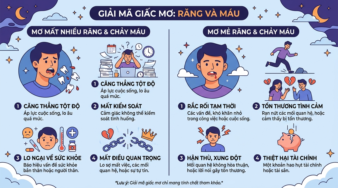 Ý nghĩa giấc mơ rụng nhiều răng chảy máu, mẻ răng chảy máu