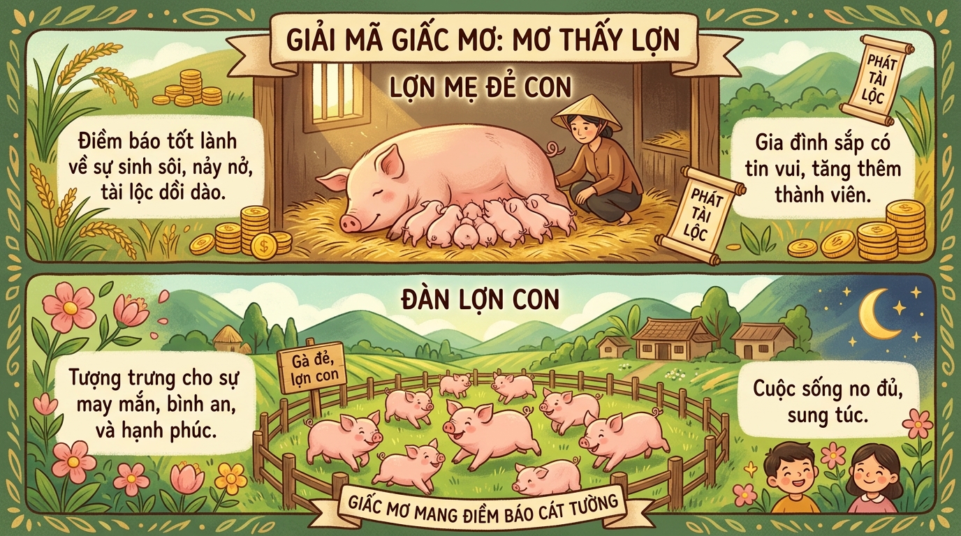 Ý nghĩa giấc mơ thấy heo đẻ, bầy heo con