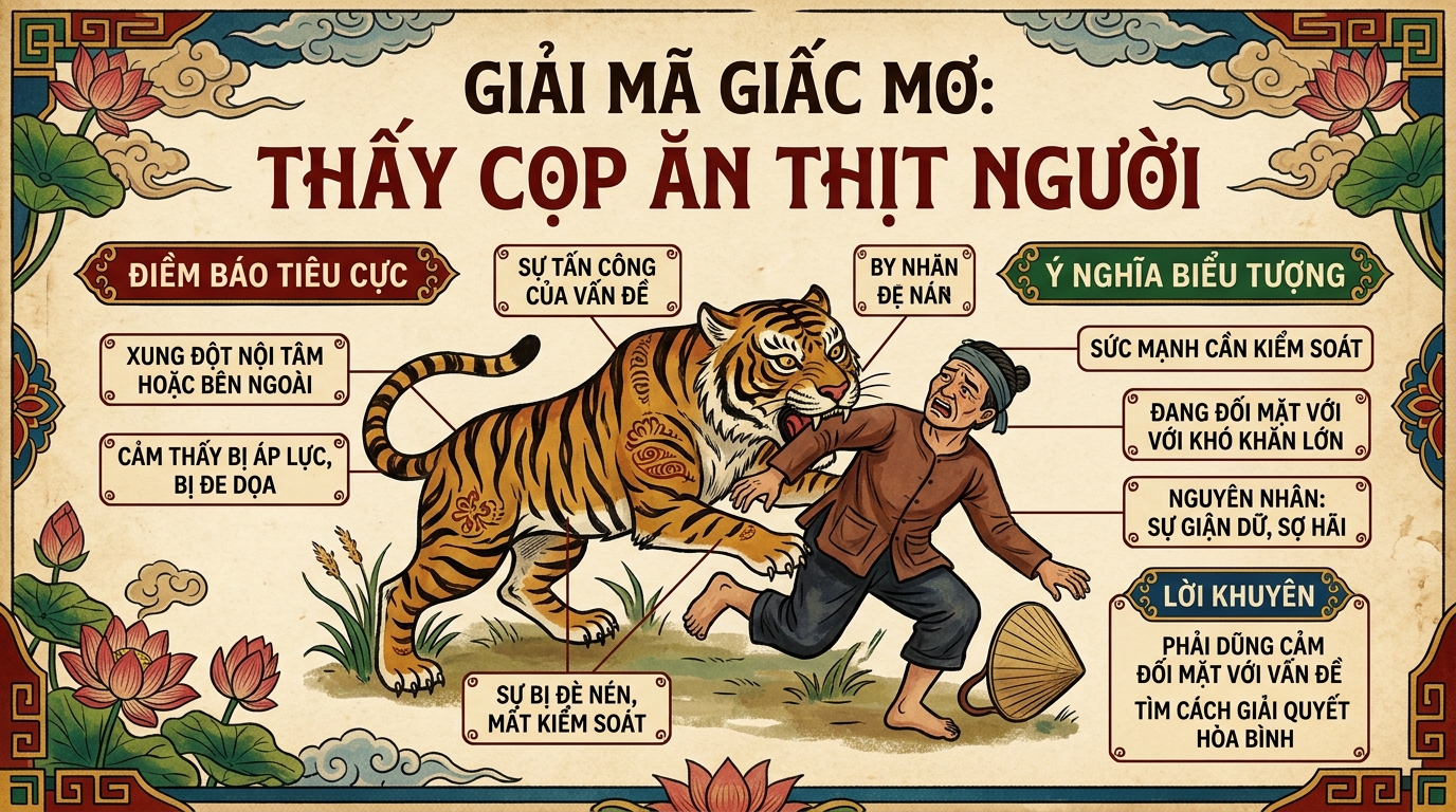 Ý nghĩa giấc mơ thấy hổ ăn thịt người, làm thịt hổ