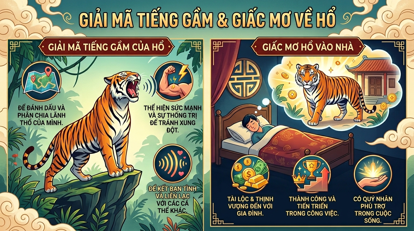 Giải mã tiếng hổ gầm và hiện tượng hổ chạy vào nhà trong mơ