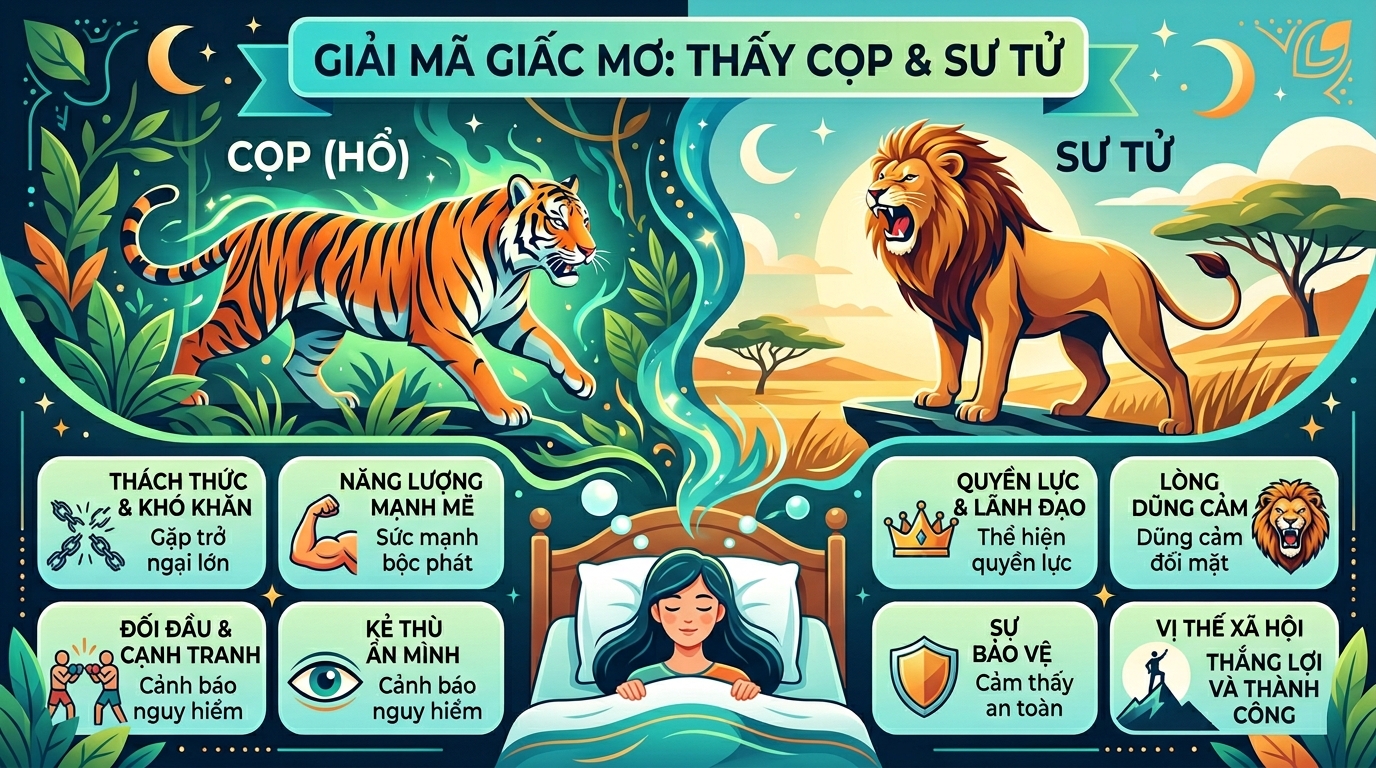 Ngủ mơ thấy hổ và sư tử, hổ báo là điềm báo gì