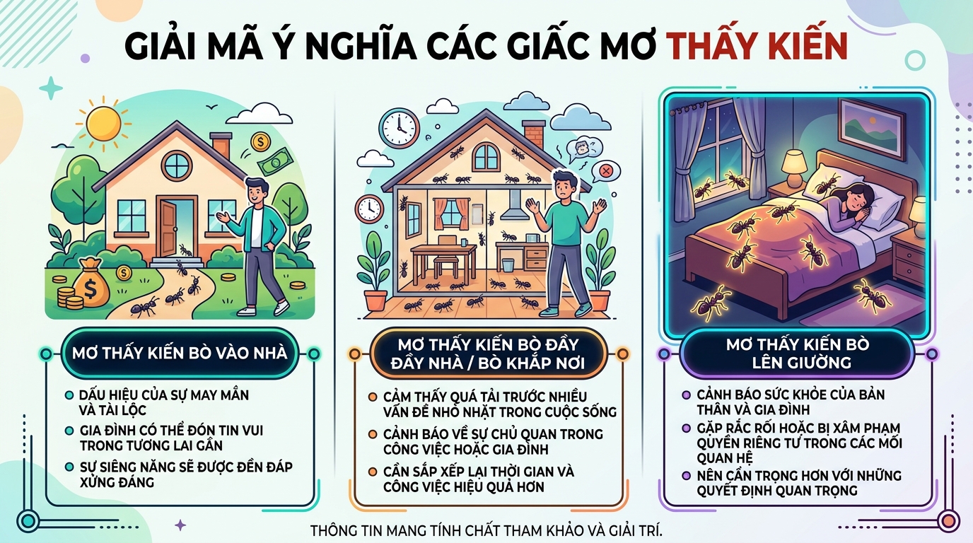 Ý nghĩa nằm mơ thấy kiến bò vào nhà, bò đầy nhà, bò lên giường