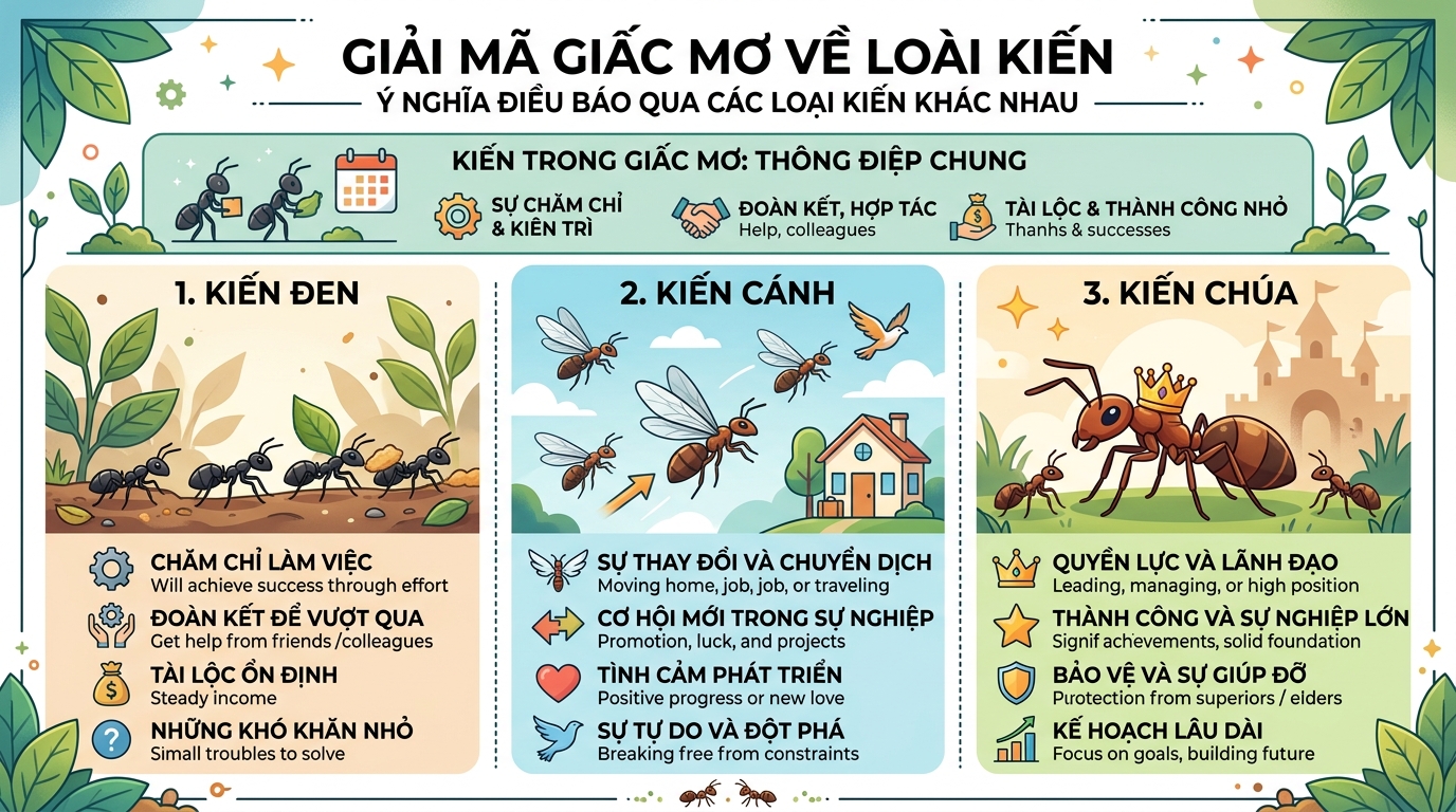 Ý nghĩa nằm mơ thấy kiến đen, kiến cánh, kiến chúa