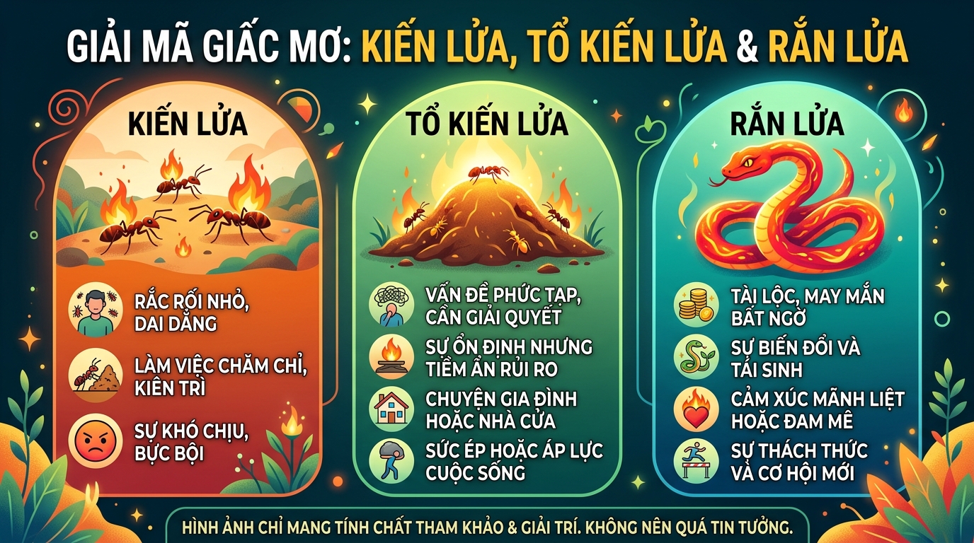 Ý nghĩa nằm mơ thấy kiến lửa, ổ kiến lửa, rắn lửa