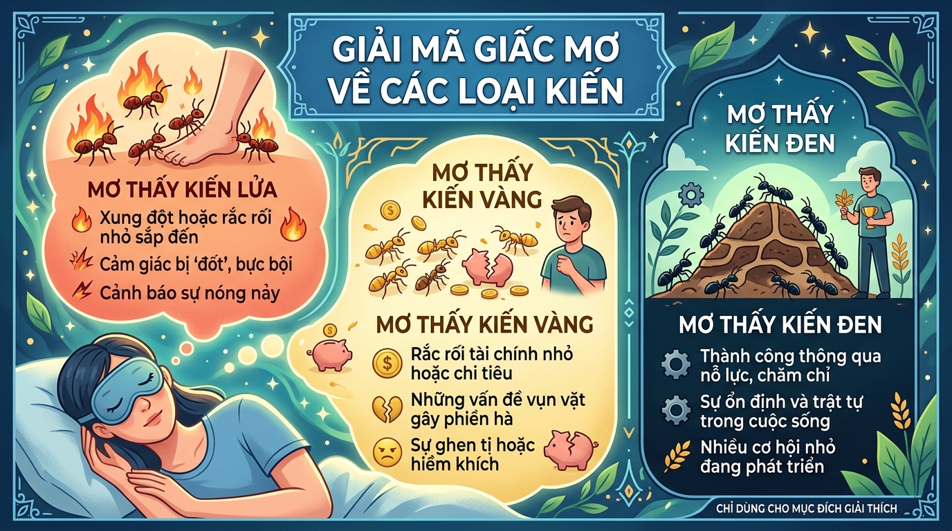 Điềm báo nằm mơ thấy kiến lửa, kiến vàng, kiến đen