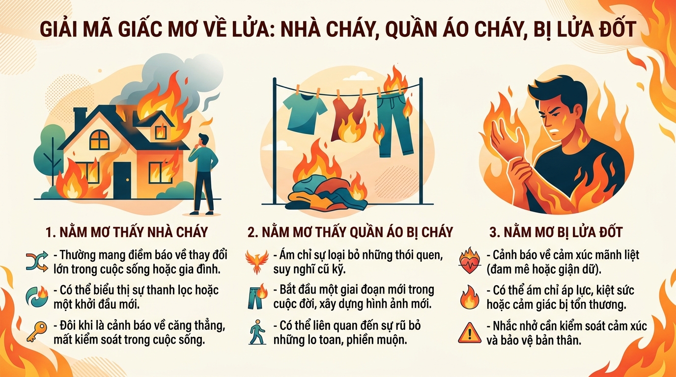 Ý nghĩa nằm mơ thấy lửa cháy nhà, cháy quần áo, bị phỏng lửa