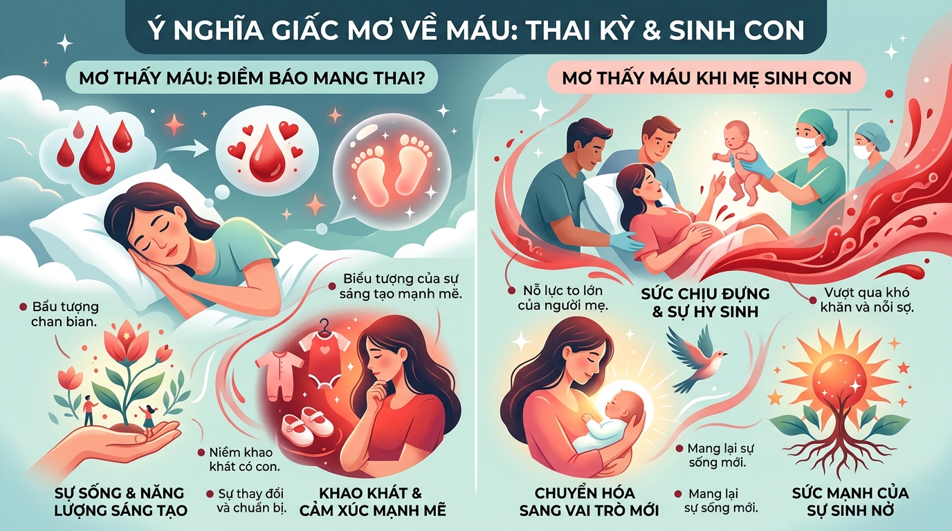 Ý nghĩa giấc mơ thấy máu báo thai, máu bà đẻ sinh con