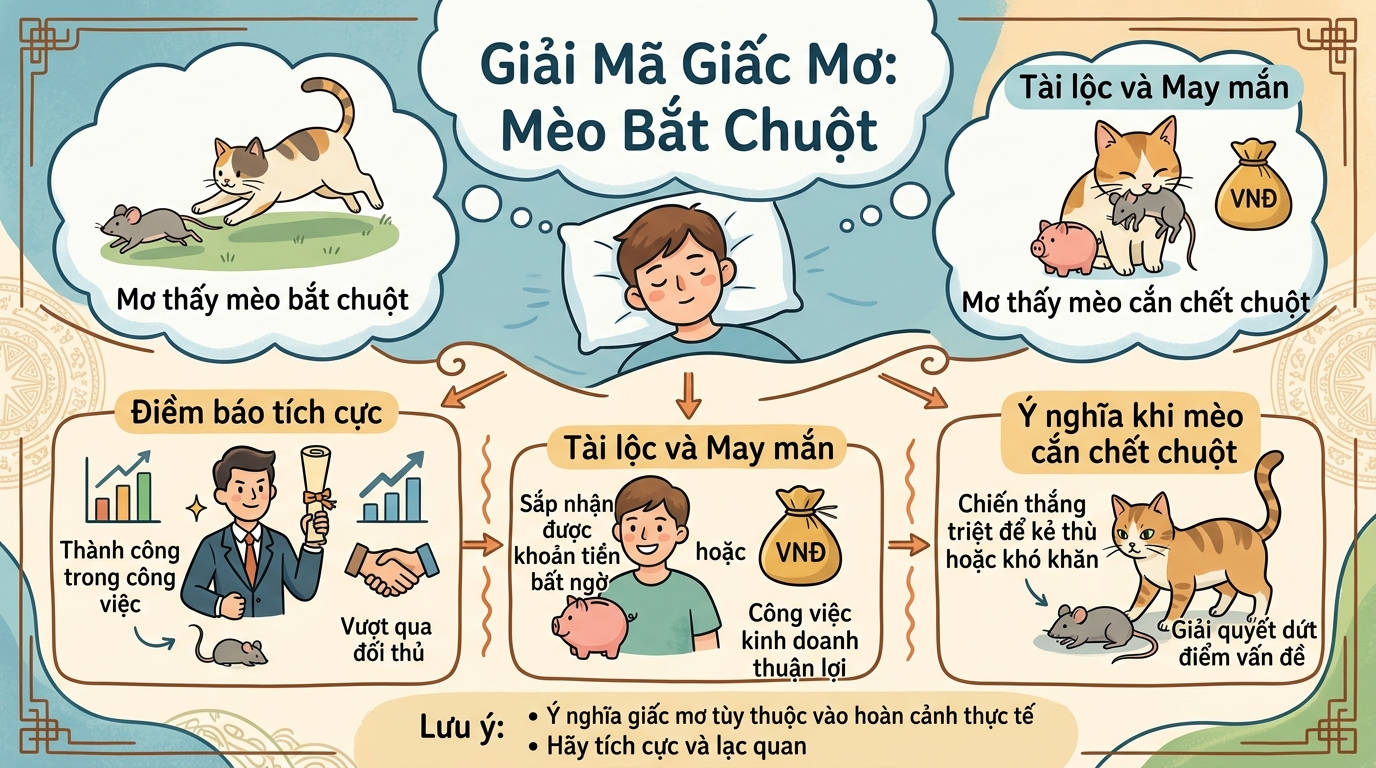 Giải mã điềm báo giấc mơ thấy mèo bắt chuột, mèo cắn chết chuột