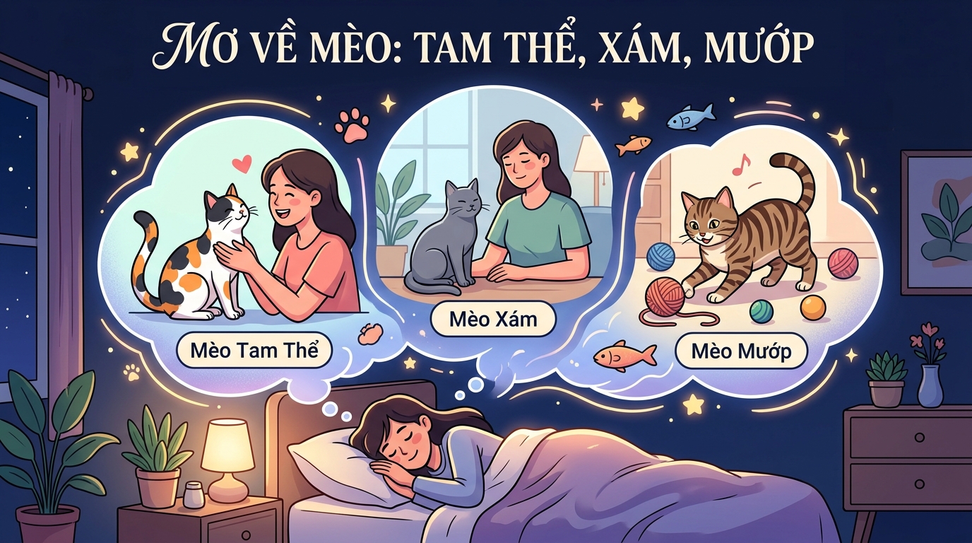 Ngủ mơ thấy con mèo tam thể, mèo xám, mèo mướp