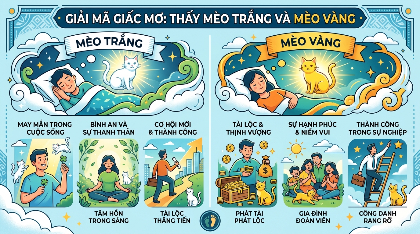 Ý nghĩa giấc mơ thấy con mèo trắng, mèo vàng