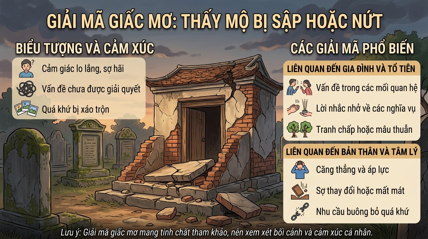 Giải mã điềm báo nằm mơ thấy mộ bị sập, mộ bị nứt vỡ