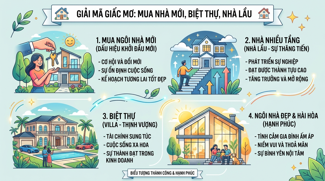 Ý nghĩa giấc mơ thấy mua nhà mới, nhà lầu, biệt thự, nhà đẹp