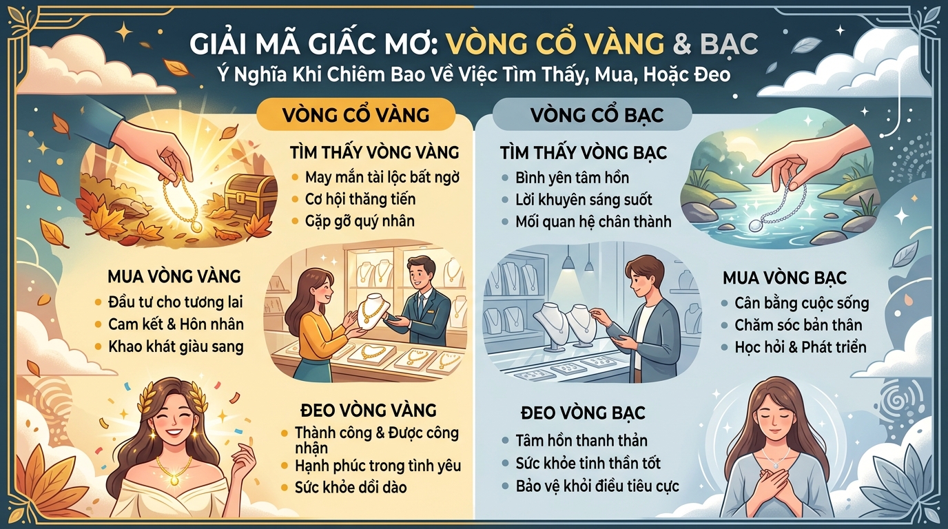 Ý nghĩa nằm mơ thấy nhặt được, mua, đeo dây chuyền vàng bạc