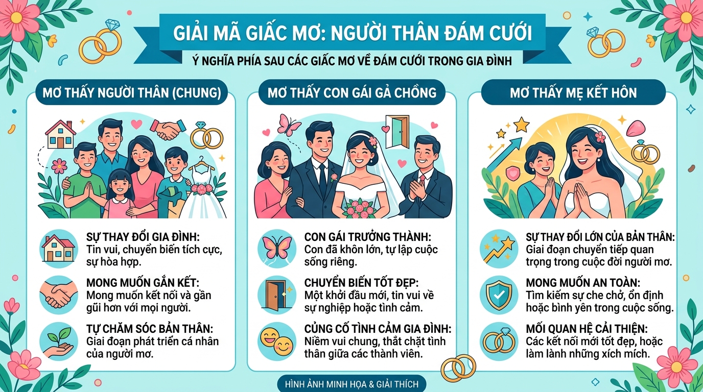 Ý nghĩa nằm mơ thấy người nhà lấy chồng, con gái lấy chồng, mẹ đi lấy chồng