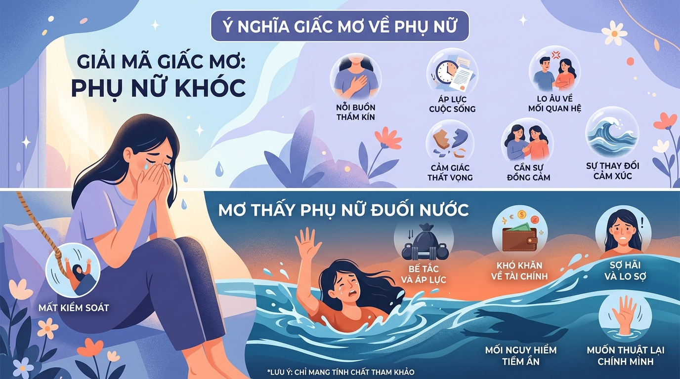 Ý nghĩa giấc mơ thấy người phụ nữ khóc, phụ nữ chết đuối