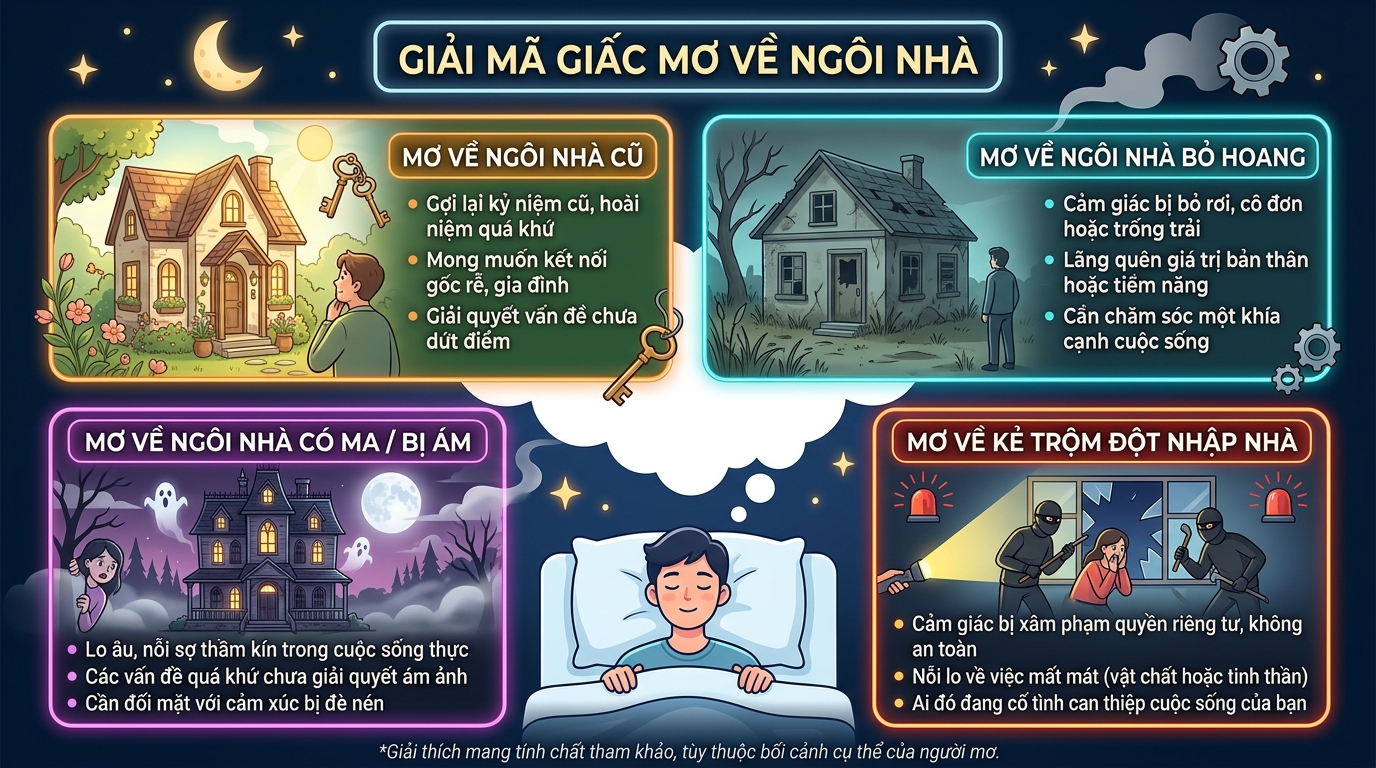 Giải mã nằm mơ thấy nhà cũ, nhà hoang, nhà có ma, ăn trộm vào nhà