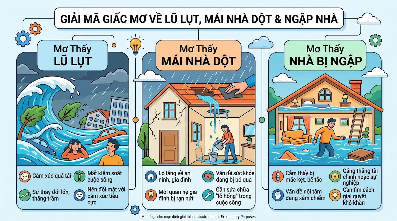 Giải mã nằm mơ thấy nhà ngập nước, mưa dột, tốc mái, lũ lụt