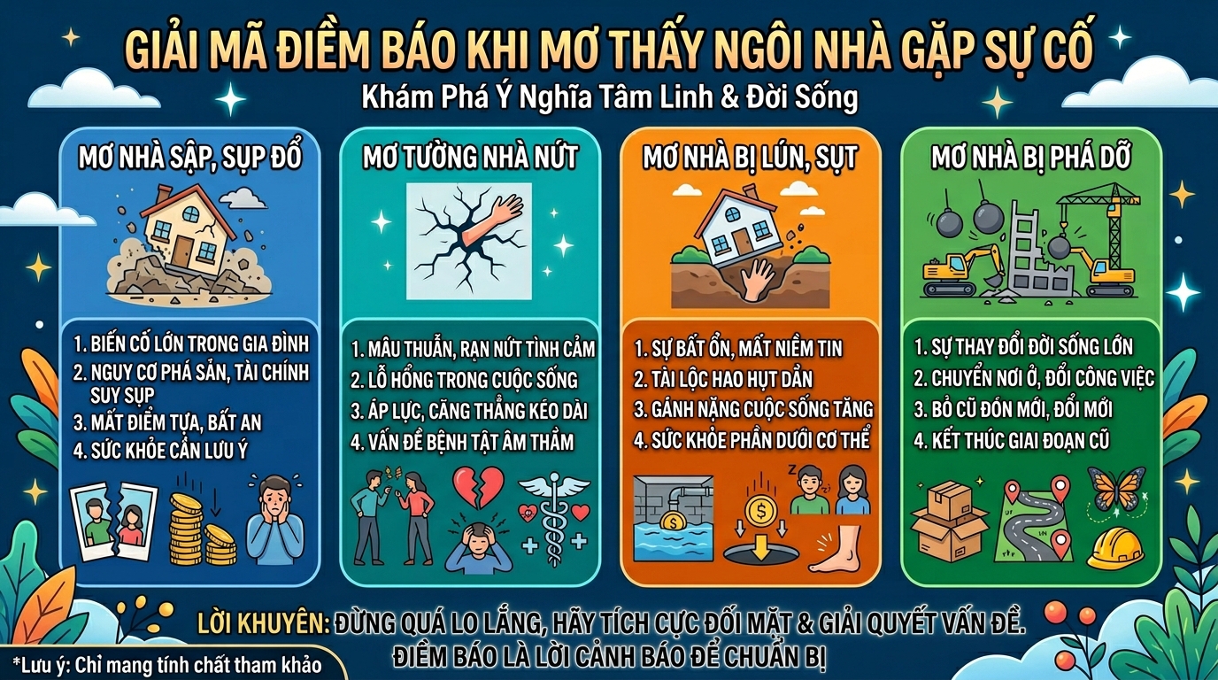 Giải mã điềm báo nằm mơ thấy nhà sập, nứt tường, sụt lún, dỡ nhà