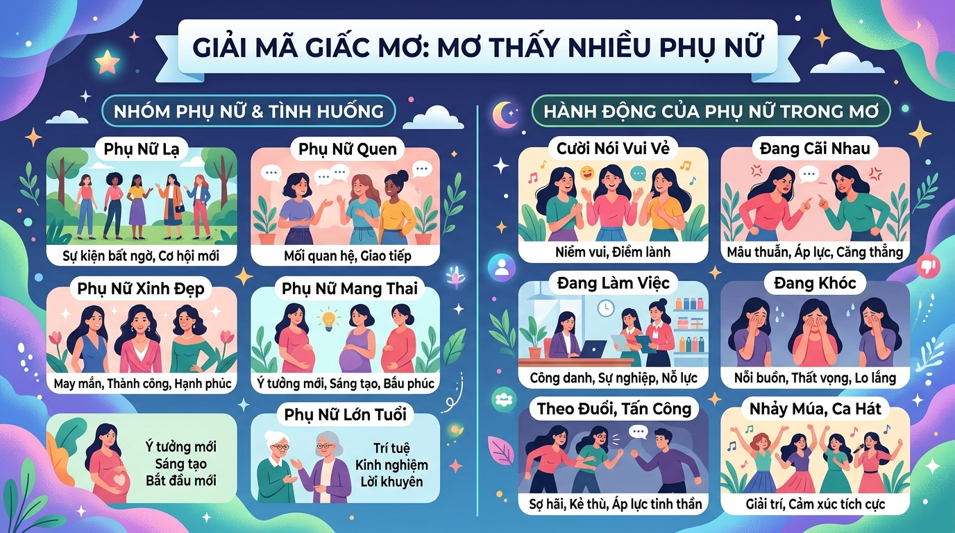 Ý nghĩa nằm mơ thấy nhiều phụ nữ, các hành động của phụ nữ trong mơ