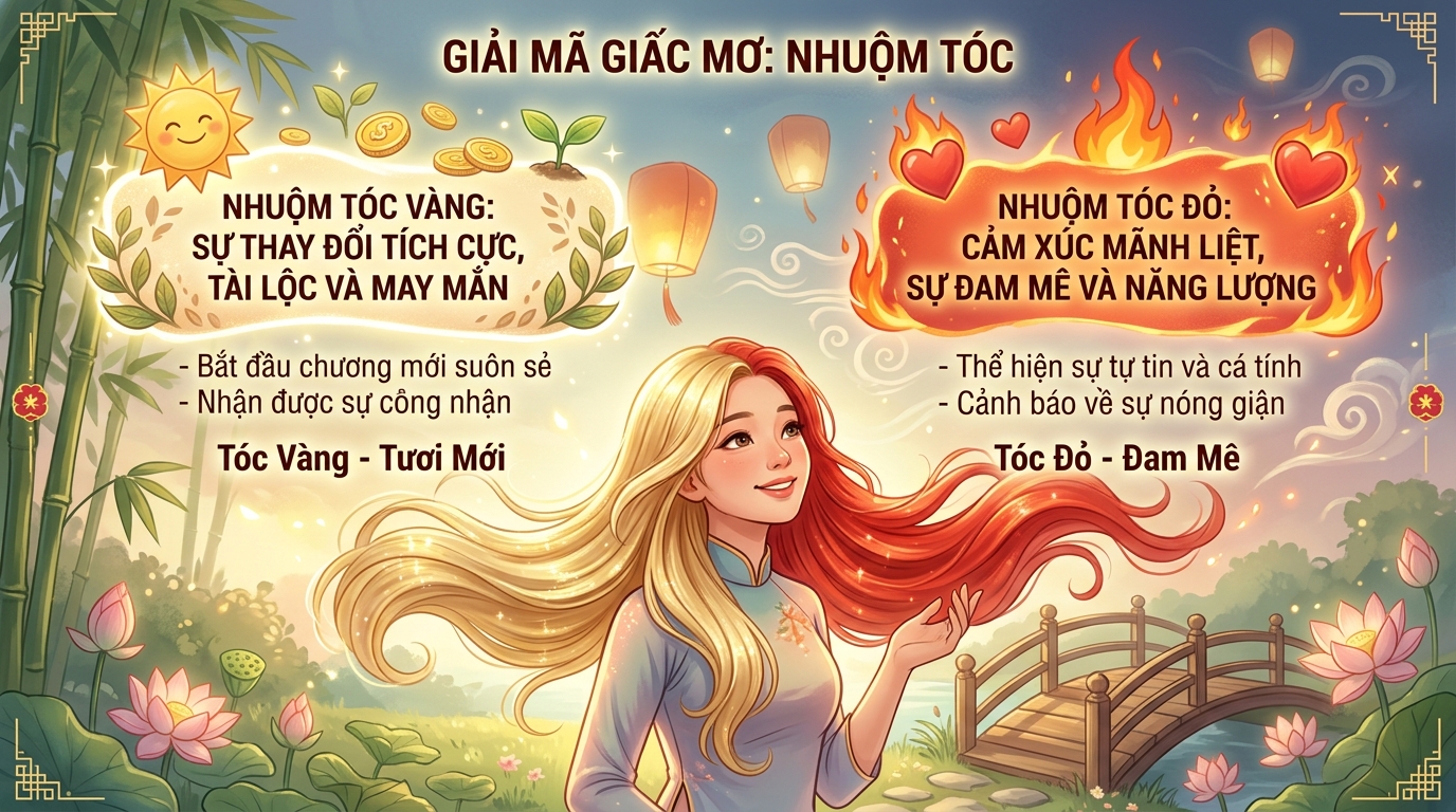 Ý nghĩa giấc mơ nhuộm tóc màu vàng, nhuộm tóc đỏ