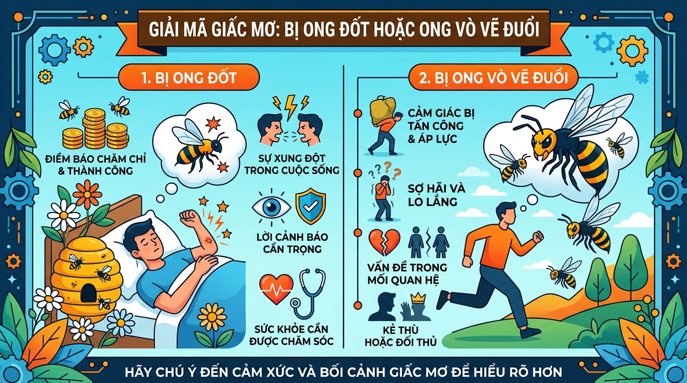Giải mã nằm mơ thấy ong đốt mình ong vò vẽ đuổi