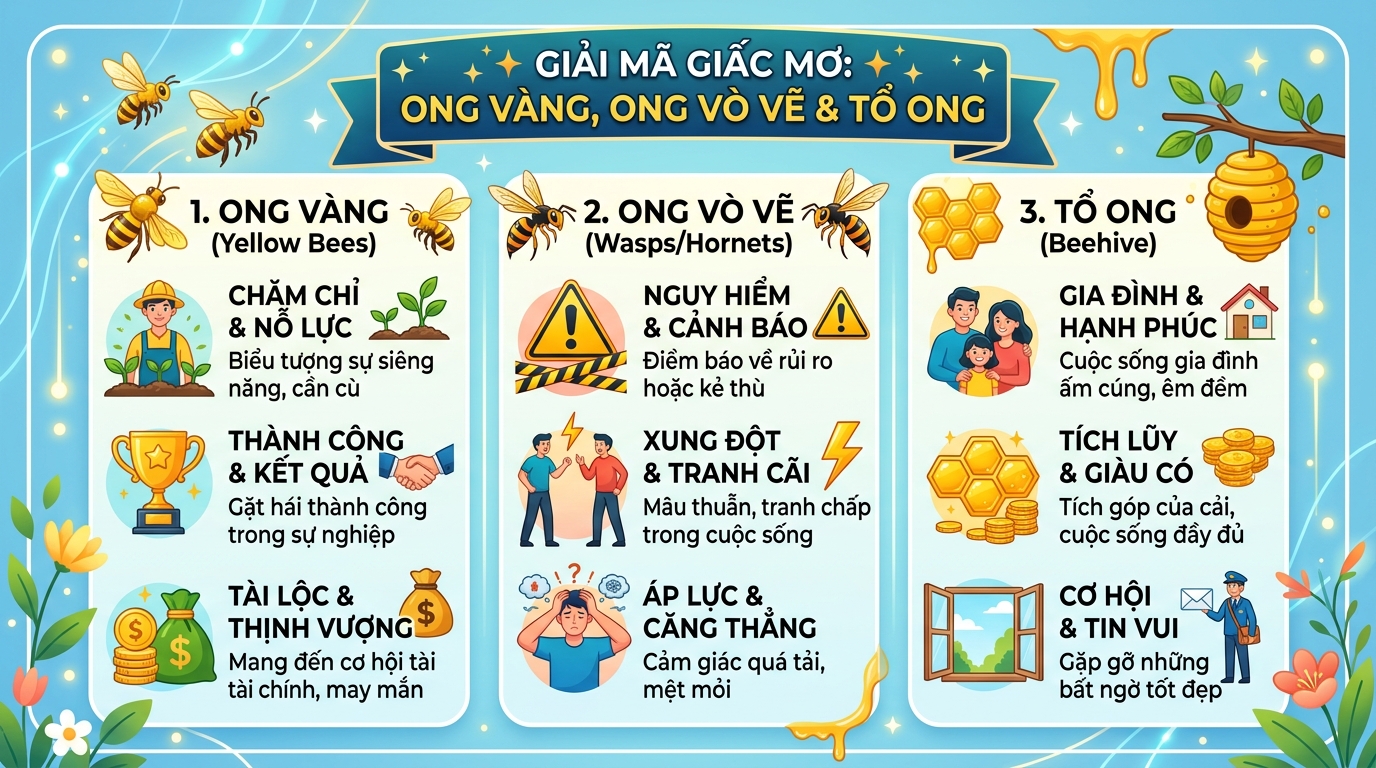 Ý nghĩa giấc mơ thấy ong vàng ong bắp cày tổ ong