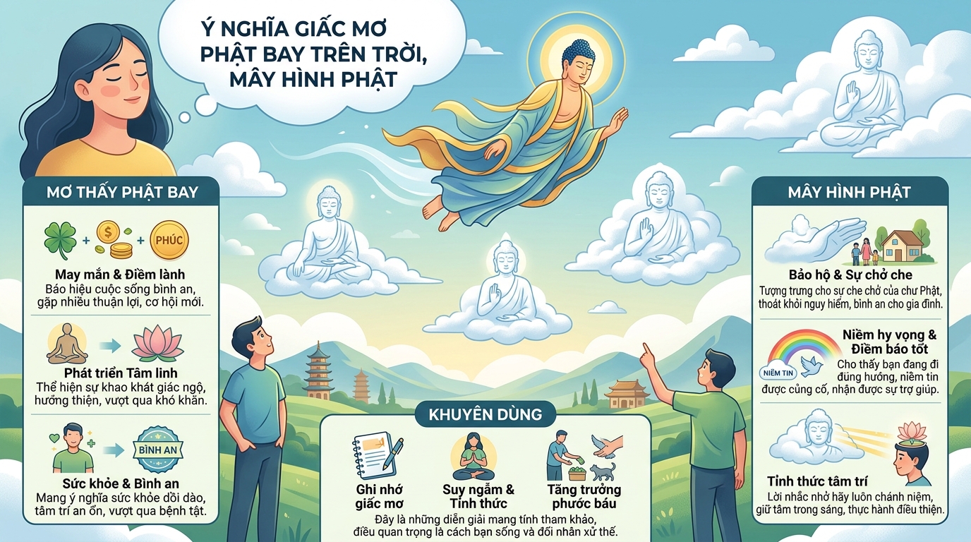 Ý nghĩa giấc mơ thấy phật bay trên trời, mây hình phật
