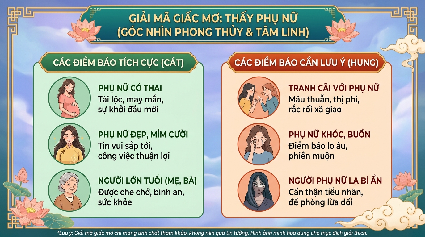 Góc nhìn phong thủy khi nằm mơ thấy phụ nữ là điềm gì