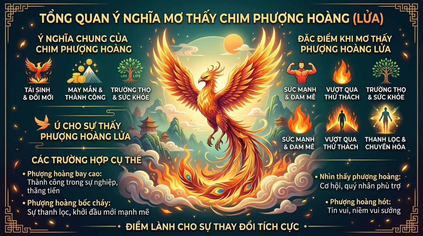 Giải mã tổng quan ý nghĩa nằm mơ thấy phượng hoàng, phượng hoàng lửa