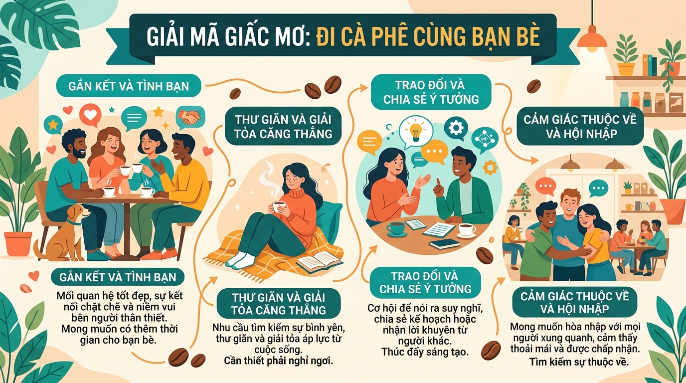 Ý nghĩa giấc mơ thấy đi quán cà phê cùng bạn bè bạn bè