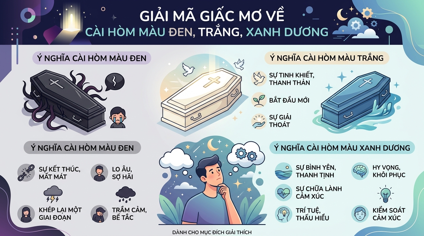 Ý nghĩa ác mộng mơ thấy quan tài màu đen, màu trắng, màu xanh