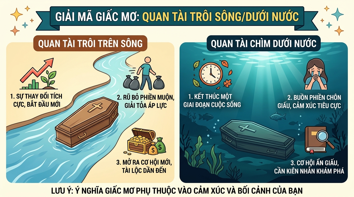 Giải mã điềm báo nằm mơ thấy quan tài trôi sông, dưới nước
