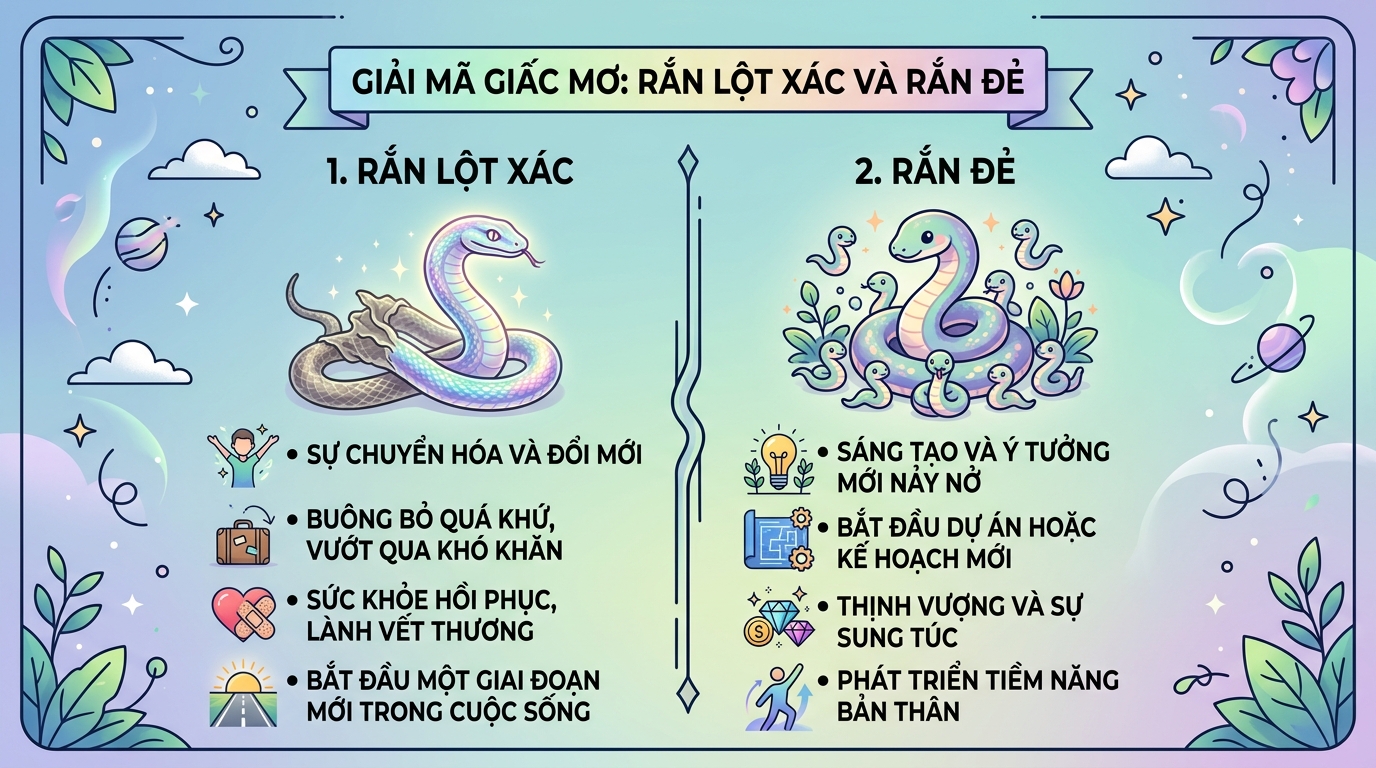 Ý nghĩa giấc mơ thấy rắn lột xác, rắn sinh con