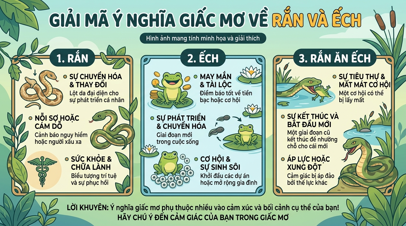 Giải mã điềm báo nằm mơ thấy rắn và ếch, rắn ăn ếch