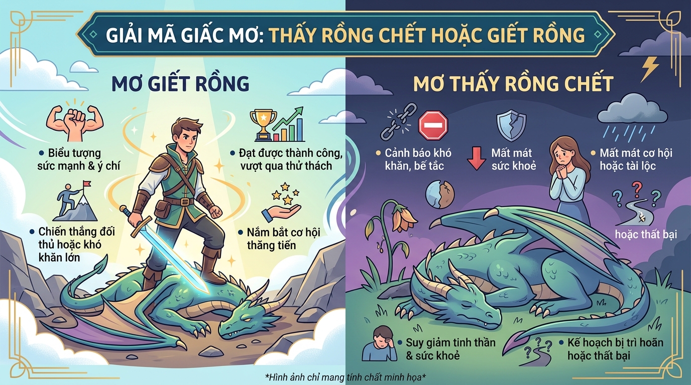 Ngủ mơ thấy rồng chết, mình giết rồng là điềm báo gì