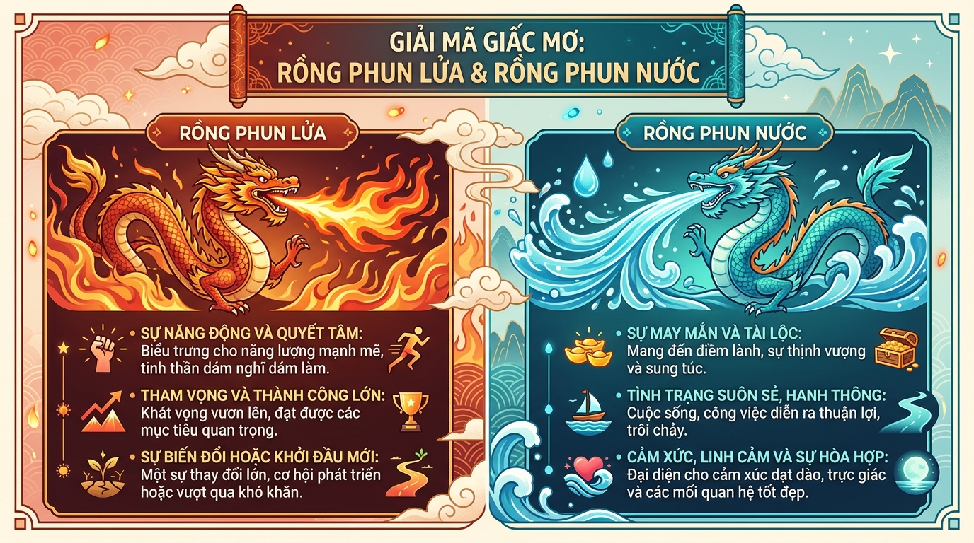 Giải mã chiêm bao thấy rồng phun lửa, rồng phun nước
