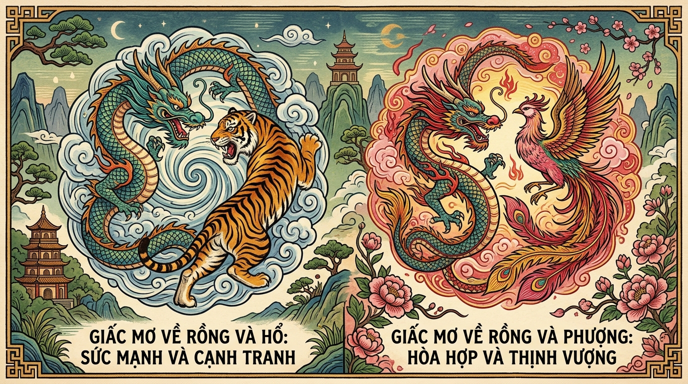 Giải mã chiêm bao thấy rồng và hổ, rồng và phượng hoàng