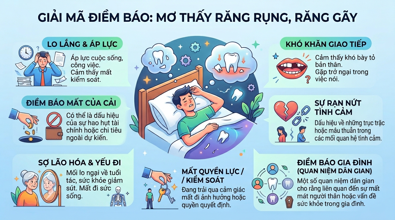 Giải mã điềm báo ác mộng nằm mơ thấy rụng răng, gãy răng